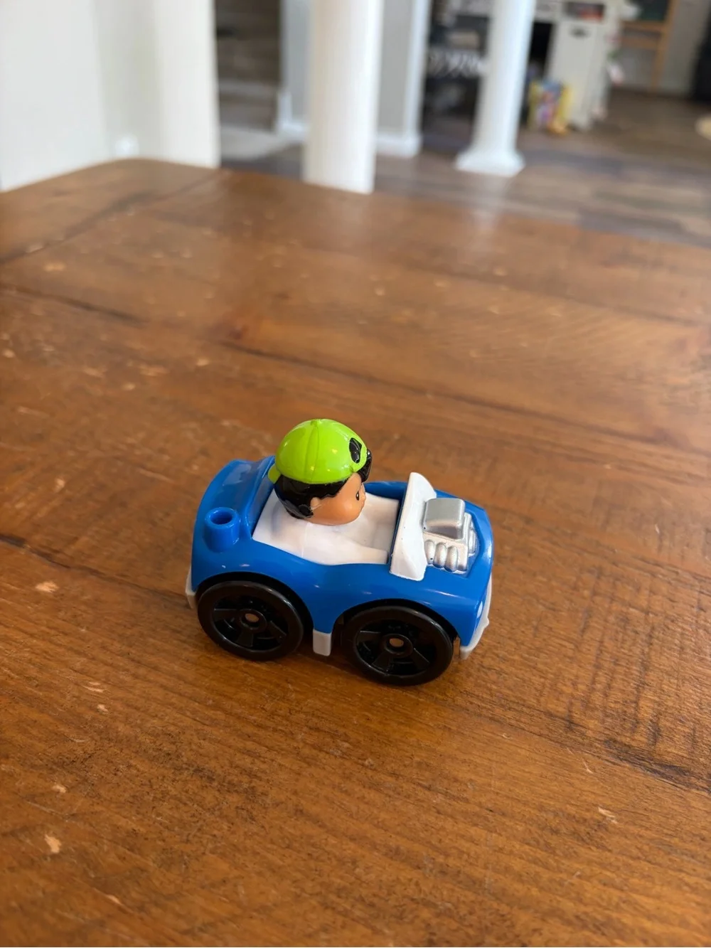 Fisher Price Little People blue car wheelie as is